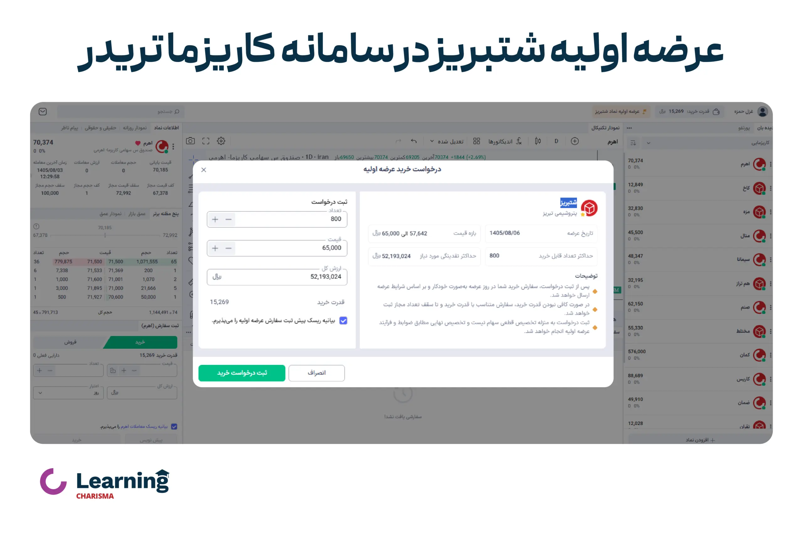 ثبت درخواست خرید خودکار عرضه اولیه در کاریزما تریدر